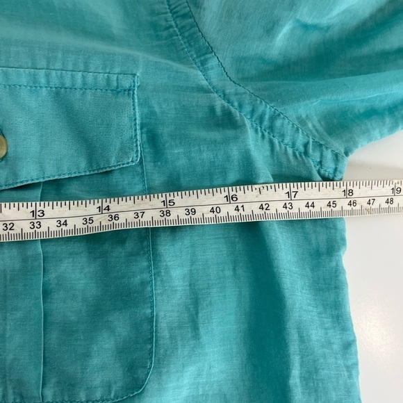 LAUREN Ralph Lauren Cotton Silk Blend Button Up Womens Size XS Blue Shirt Top - Picture 10 of 14